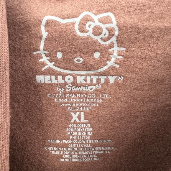 Hello Kitty by Sanrio Women's Brown Cropped Hooded Sweatshirt Size XL - Picture 2 of 3